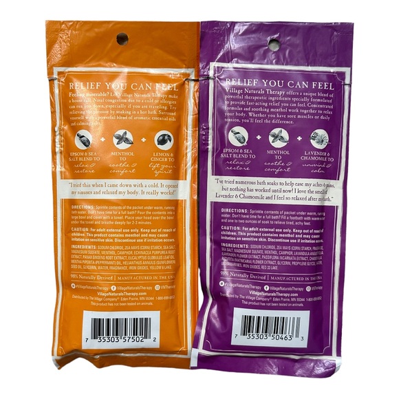 Village Naturals 2Pk Concentrated Mineral Bath Soak Set NWT - Picture 3 of 5
